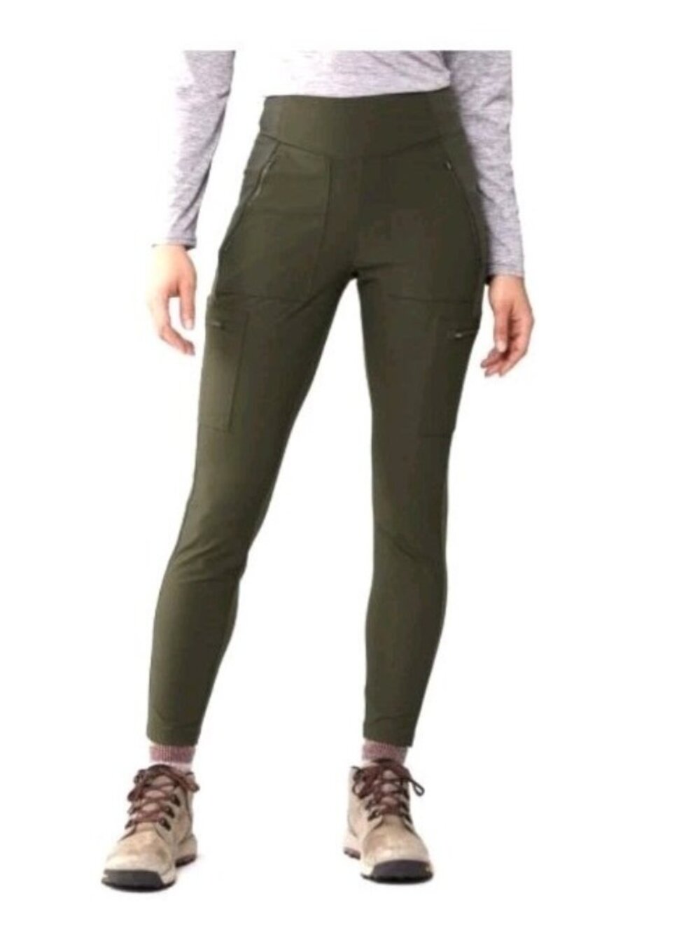 Athleta Headlands Cargo Jogger Pants Size 6 Chartreuse Green Zip Pockets